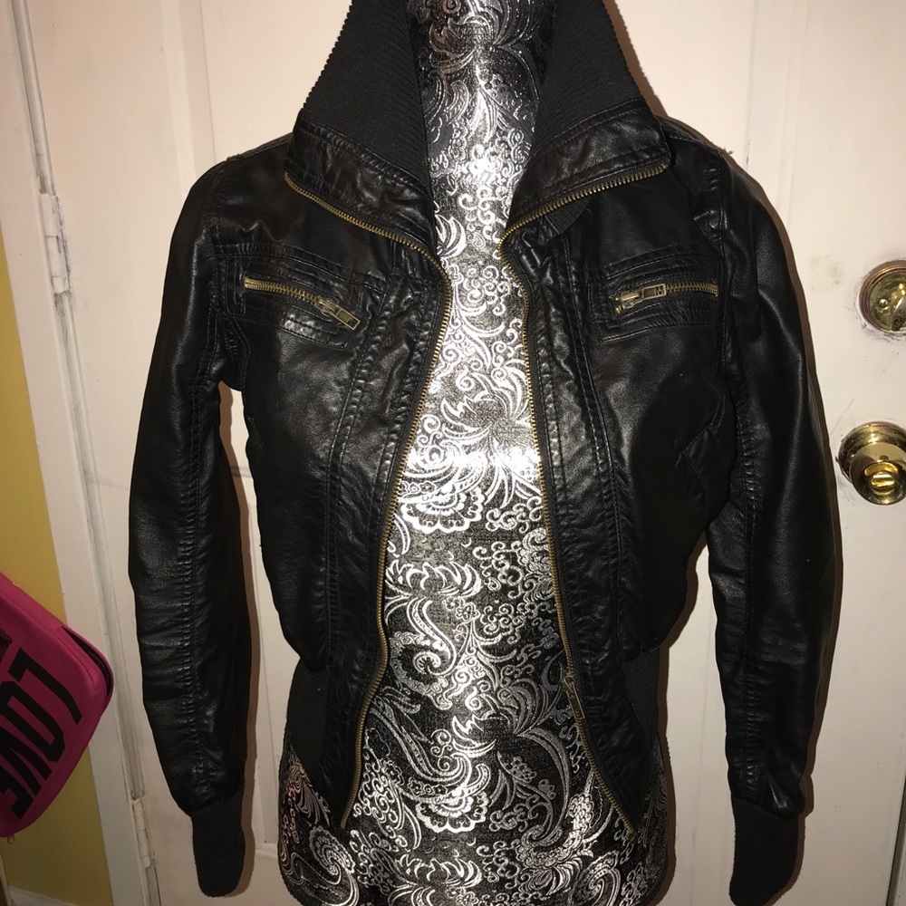 Black faux leather jacket